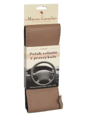 Kožený potah volantu Maria Cavallo - hnědý světle (béžový) Super Cena