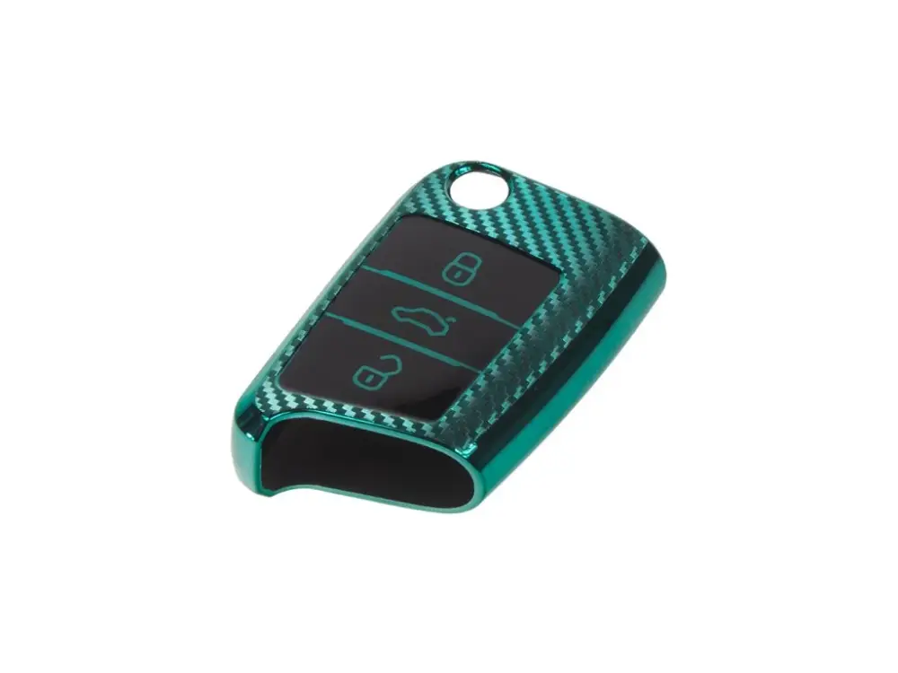 Nejlepší Volba TPU obal pro klíč Škoda, VW, Seat, carbon zelený