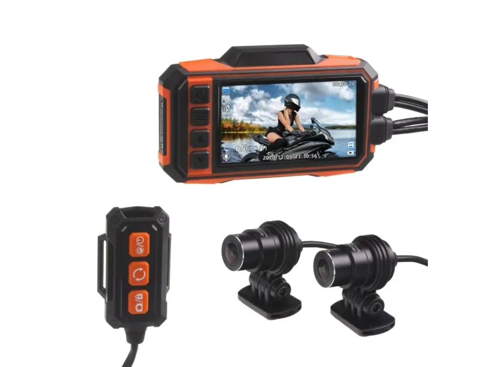 Novinka Motocyklová DUAL FULL HD kamera, 3" LCD, IP67 s GPS