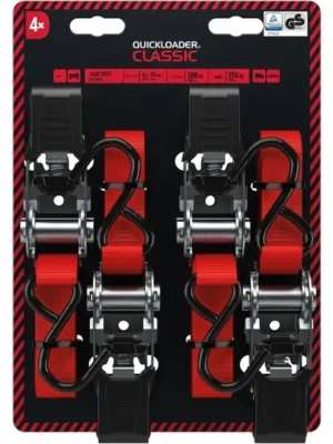 Akce QUICKLOADER® Classic 500 kg • 4 m x 25 mm • 4 ks upínací popruh s ráčnou a háky