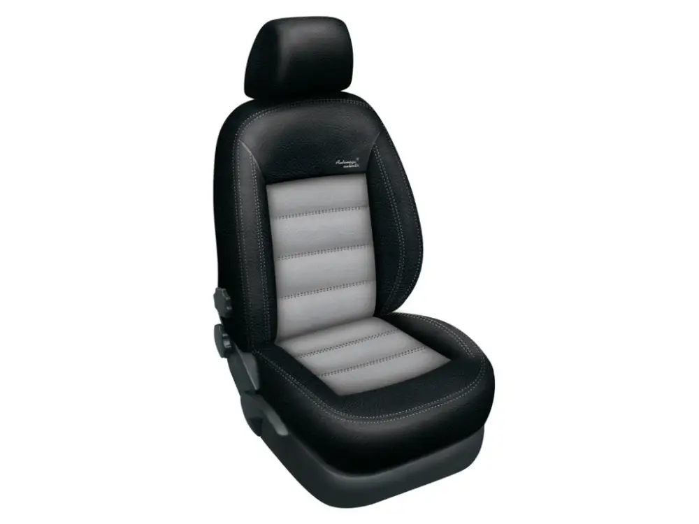 Autopotahy Škoda FABIA III, KOMBI, AUTHENTIC LEATHER, černošedé Výprodej
