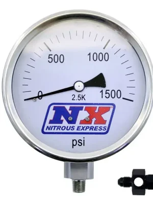 Nejprodávanější 4 Inch Nitrous Pressure Gauge (Liquid Filled) with 6AN Adapter Nitrous Expresss NX 15542