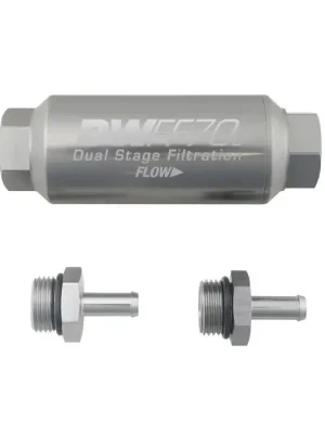 Omezená Nabídka DeatschWerks Compact In-Line Fuel Filter Kit 5/16IN 10 Micron 70mm