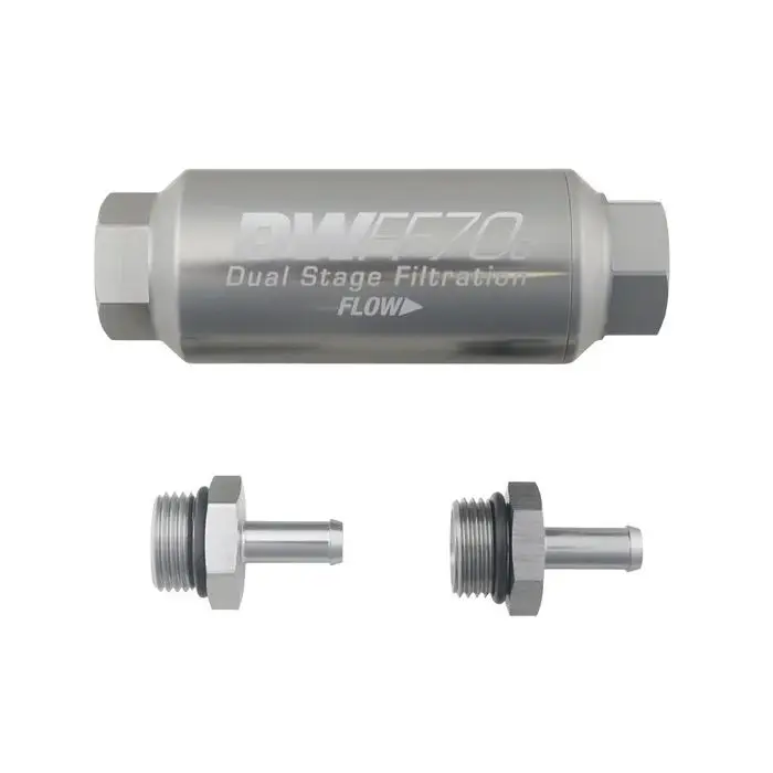 Omezená Nabídka DeatschWerks Compact In-Line Fuel Filter Kit 5/16IN 10 Micron 70mm