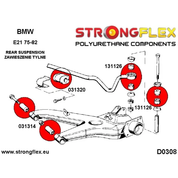 031320A: Silentblok zadního stabilizátoru SPORT BMW e21 Přímo Od Výrobce